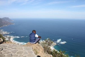 Deep thinking at the top of Table Mountain in Cape Town, SA